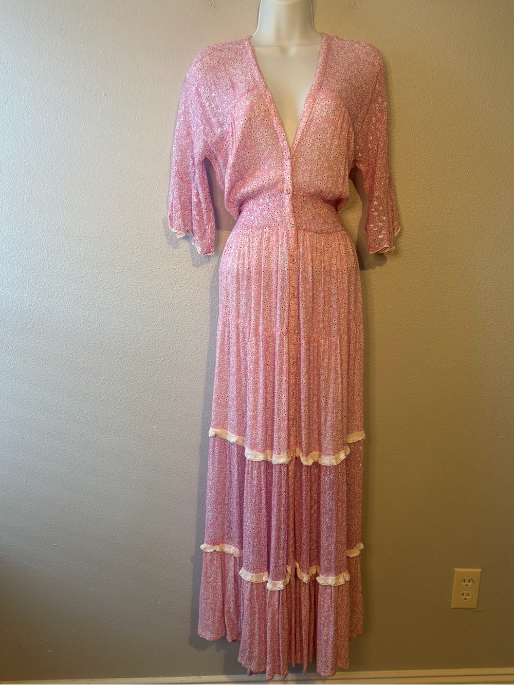 Sunday Saint-Tropez Rumba Floral Maxi Dress. Blue Size OS